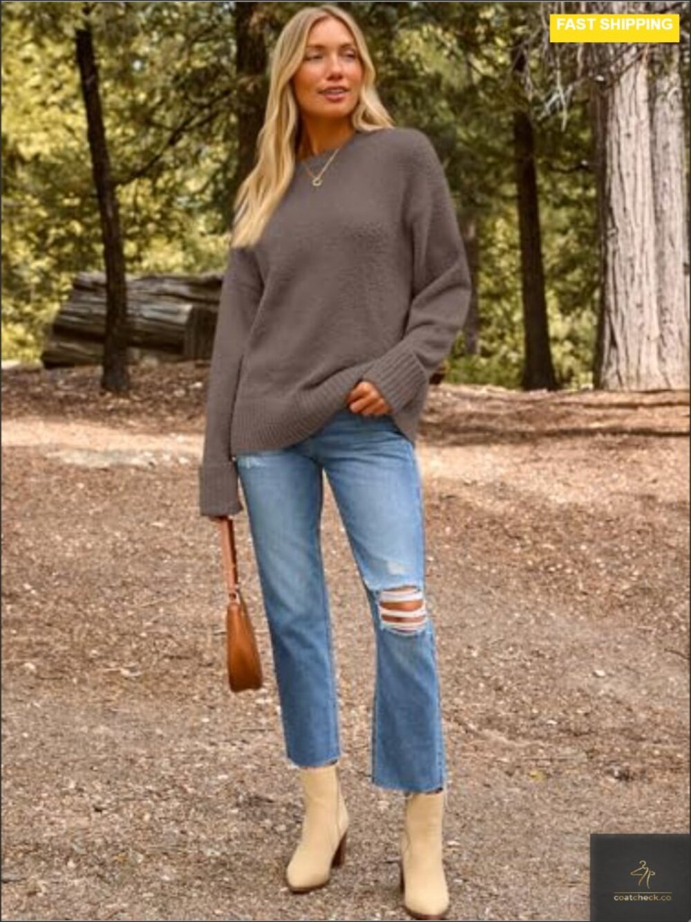 Oversized Chunky Knit Pullover Sweater - Cozy Long Sleeve Tunic - Picture 5 of 6